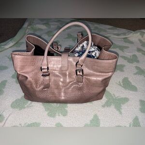 Croc-Embossed Tote Bag in Dusty Mauve